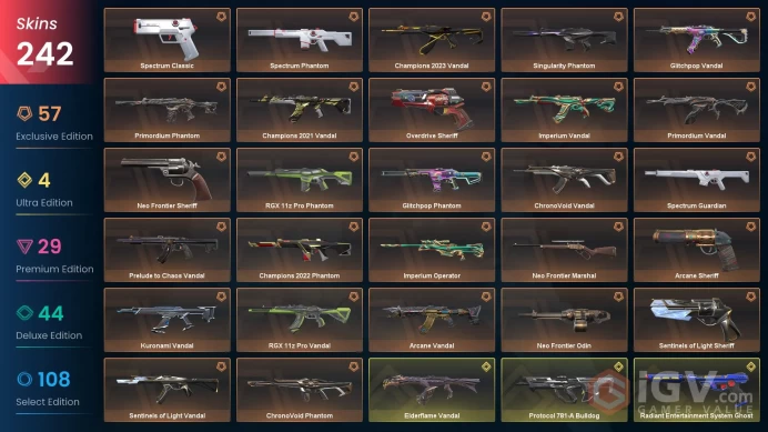 VALORANT EU WEST SERVER 242 SKİNS (+23 KNİFE, CHAMPİONS 2021 PACKED+ARCANE SHERİFF, İGNİTA FAN+VCT )AUTO DELIVERY FULL ACCESS-LIFETIME WARRANT
