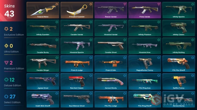 | AP | 2 KNIFE | 43 SKINS | VALUE: 7100 VP | Outpost Melee | Reaver Vandal | RANKED READY | 158 LEVEL | INSTANT DELIVERY | FULL ACCESS | G0A7n |