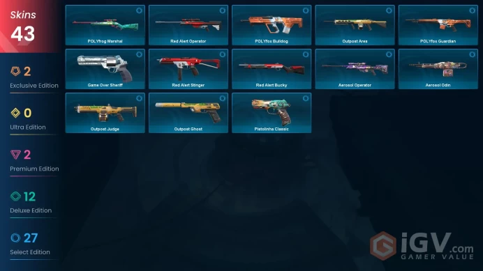 | AP | 2 KNIFE | 43 SKINS | VALUE: 7100 VP | Outpost Melee | Reaver Vandal | RANKED READY | 158 LEVEL | INSTANT DELIVERY | FULL ACCESS | G0A7n |