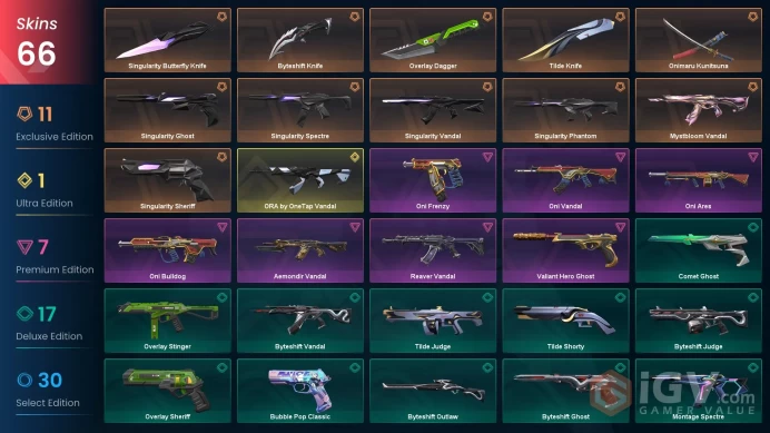 [EU] 66 SKINS | 5 KNIFES | 23 AGENTS | ORA by OneTap Vandal, Onimaru Kunitsuna, Singularity Sheriff | ~ 37,650 VP Inventory value