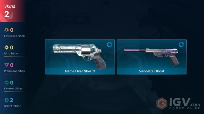 [EU] 2 SKINS | 0 KNIFES | 9 AGENTS | Game Over Sheriff, Vendetta Ghost | Ranked Ready