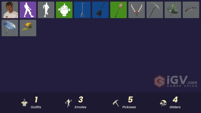 Fortnite Account [PC] 1 skins | Slayer Juice WRLD | Gwenpool's Katanas | 999 Knives | Horde's War Wheel | The Fangler | Mercurial | 999 Knives |