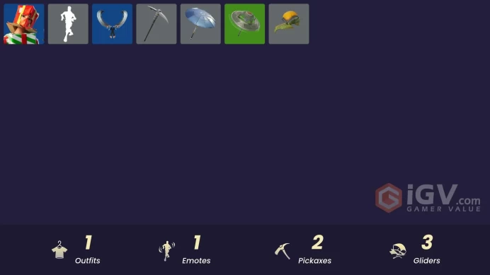 Fortnite Account [PC] 1 skins | Holiday Boxy | Glorious Giftblade | Secret Scimitars | Rebel Brella | The Umbrella | Banner Icon | 0 VB
