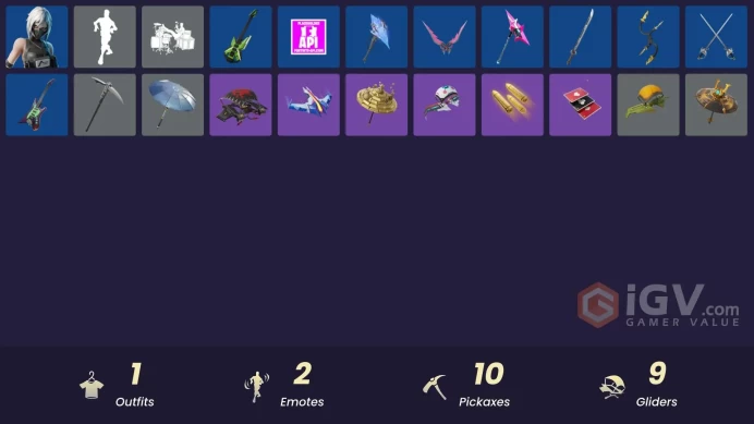 Fortnite Account [PC] 1 skins | Hush | Outlaw's Knife Rack | Tomoki & Katana | Shamisen Electric | Shatter Sonic | The Rebel | Blackened Shield 