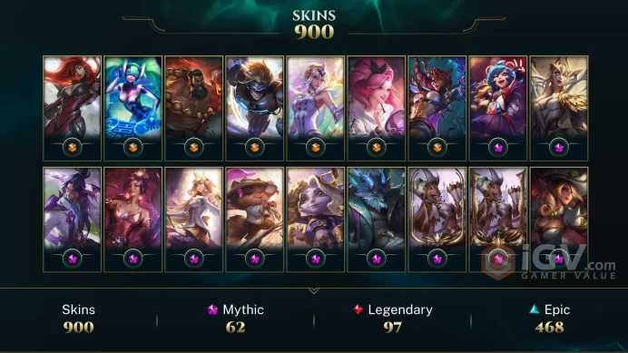 TR ≪ 172 Champions ∎ 900 Skins ≫ Empyrean K'Sante Prestige HEARTSTEEL Yone EDG Aphelios Bewitching Senna Prestige Inkshadow Yasuo 99061230