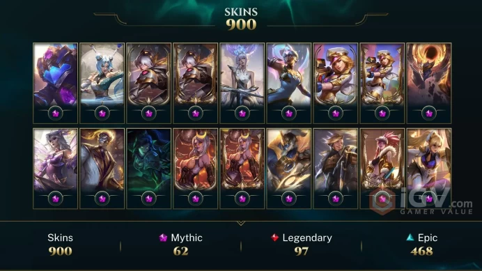 TR ≪ 172 Champions ∎ 900 Skins ≫ Empyrean K'Sante Prestige HEARTSTEEL Yone EDG Aphelios Bewitching Senna Prestige Inkshadow Yasuo 99061230