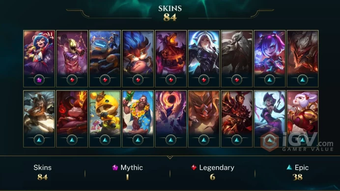 [NA]  LOL 86 SKINS