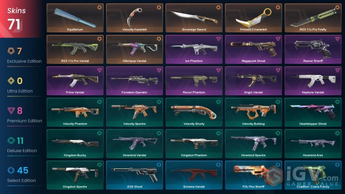 EU-Turkey 71 Skins > x4 Radiant Buddy  EP4-EP5 Radiant  Glitchpop Vandal RGX 11z Pro Vandal RGX 11z Pro Firefly Prime Vandal  99060953