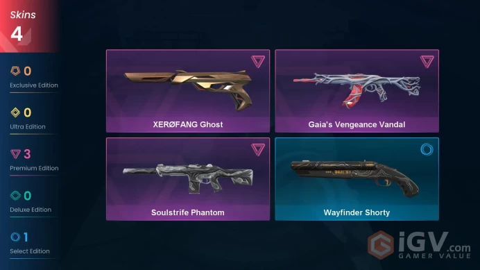[EU] 4 SKINS | 0 KNIFES | 6 AGENTS | Gaia's Vengeance Vandal, Soulstrife Phantom, XERØFANG Ghost, Wayfinder Shorty | ~ 5,325 VP Inventory value