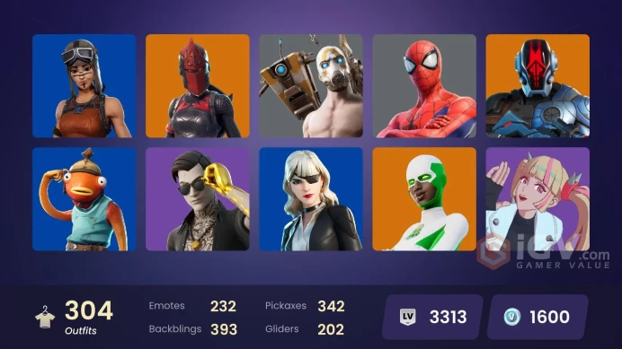 Fortnite Account [PC] 304 skins | Renegade Raider | Recon Champion | Vivi Chroma | Black Adam | Sultura | Lina Scorch | Fixer | Snap| 1600 VB