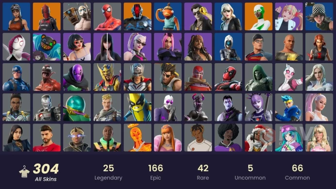 Fortnite Account [PC] 304 skins | Renegade Raider | Recon Champion | Vivi Chroma | Black Adam | Sultura | Lina Scorch | Fixer | Snap| 1600 VB