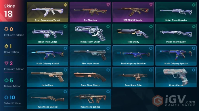 EU | 18 SKINS + 28 AGENTS | Evori Dreamwings Vandal
