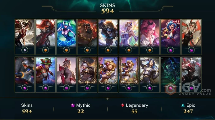 [D184] NA/EUW/OCE/JP/ 172 heroes / 564skins /  Instant Delivery/ Can change bound email and password/Can be transferred to any server