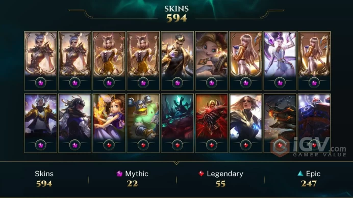 [D184] NA/EUW/OCE/JP/ 172 heroes / 564skins /  Instant Delivery/ Can change bound email and password/Can be transferred to any server