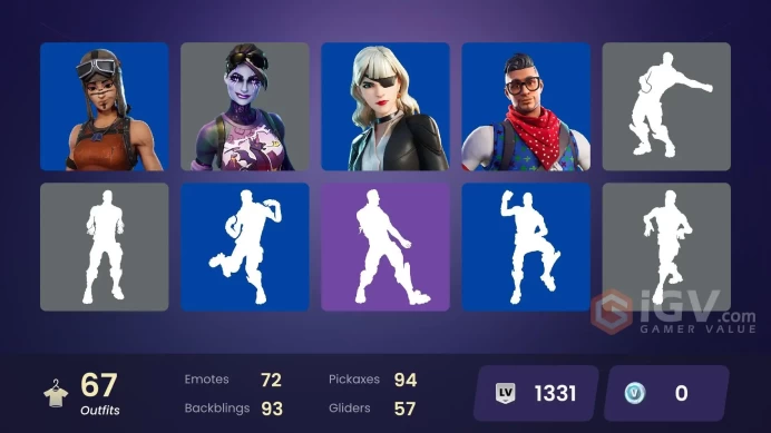 [PC] 66 skins | OG STW | Renegade Raider | Og Skull Trooper | Blue Team Leader | Prodigy | Dark Bomber | Pyreheart | T-60 Power Armor | 0 VB