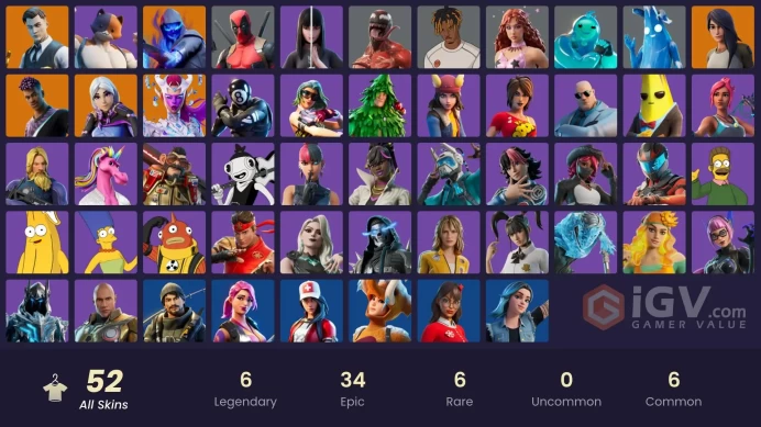 ACC196 Fortnite Account [PC] 52 skins | Gold Midas | Torin | The Cube Queen | Fusion | Gear Specialist Maya | Fade |  700 VB