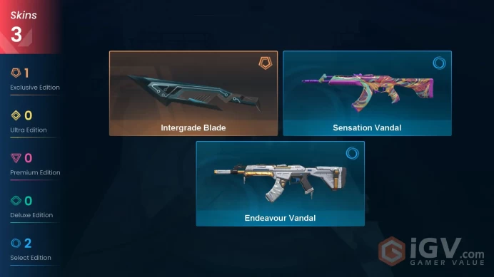 [NA]   3   SKINS | 1    KNIVES |    Intergrade Blade Sensation Vandal Endeavour Vandal