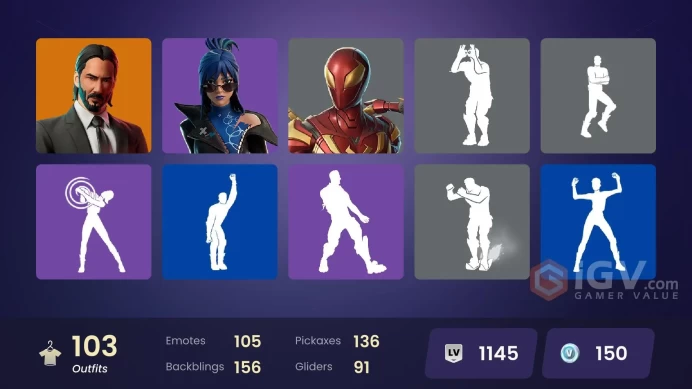 ACC197 Fortnite Account [PC] 103 skins | Peter Griffin | Hunter | John Wick | Omegarok | Valeria | Power Chord | Zeus | Spectra Knight | Hades |