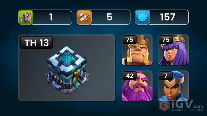 Th_13(FULL MAX)(HERO:75/75/43/42/7)(C.N 500)(GOOD ABILITY)(BEST VILLAGE)(LIFTIME WARANTY)