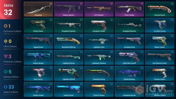 AP | VP 49 | LVL 209 | Songsteel | Prime Vandal | Oni Phantom | Reaver Spectre | Songsteel Classic | Songsteel Marshal | Songsteel Guard | V0276