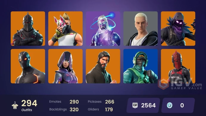 FA / 289 SKINS / BLACK KNIGHT / GALAXY / STEALTH REFLEX / SPARKLE SPECIALIST / THE REAPER / BLUE SQUIRE / ROYALE KNIGHT / OG STW