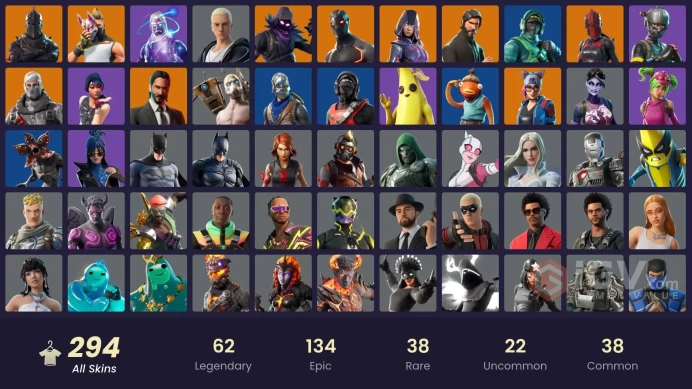 FA / 289 SKINS / BLACK KNIGHT / GALAXY / STEALTH REFLEX / SPARKLE SPECIALIST / THE REAPER / BLUE SQUIRE / ROYALE KNIGHT / OG STW