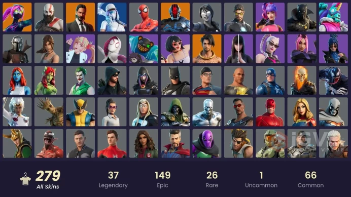 PC/PSN/Xbox/Nintendo 279 skins | Leviathan Axe | Master Chief | Gold Kratos | Vivi Chroma | Subzero Cryptic | Black Adam | Cloud Striker | Sultu