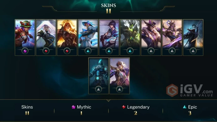 EUW -  PLATIN 4(60LP) %100WR - DIA MMR -44 Champ - 11 Good Skins (1 Mythic, 2 Legendary, 3 Epic) - 34.4K BE -HANDMADE - FULL ACCES- CHEAP