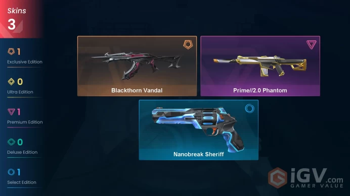 EU | VP 0 | LVL 76 | Blackthorn Vandal | Prime//2.0 Phantom | Nanobreak Sheriff | V0880