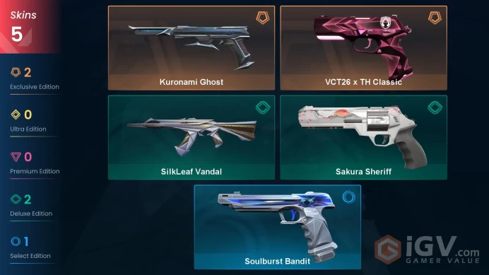 EU | VP 565 | LVL 23 | Kuronami Ghost | VCT26 x TH Classic | Sakura Sheriff | SilkLeaf Vandal | Soulburst Bandit | V0947