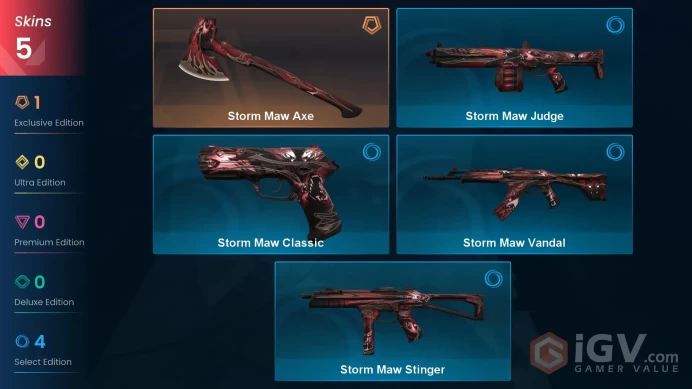 EU | VP 150 | LVL 30 | Storm Maw Axe | Storm Maw Classic | Storm Maw Judge | Storm Maw Vandal | Storm Maw Stinger | V0958