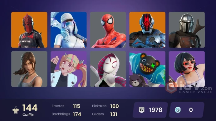 ACC273 Fortnite Account [PC] 144 skins | Subzero Cryptic | Cloud Striker | Sultura | Fixer | Snap | The Foundation | Ronin | Menace | The Imagin