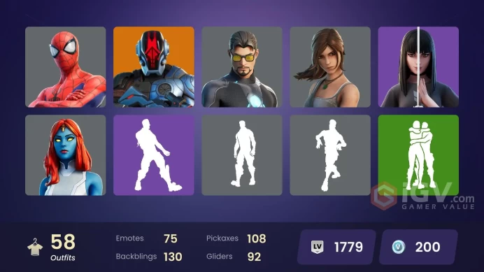 ACC277 Fortnite Account [PC] 58 skins | Torin | The Cube Queen | The Foundation | Ronin | Rippley vs Sludge | Storm | Jennifer Walters | Spider-