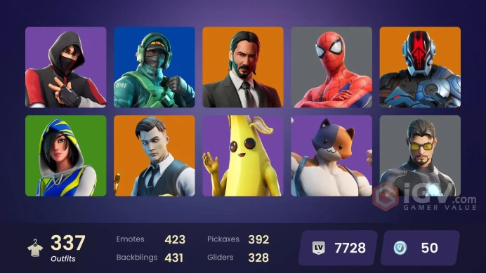 Full Access - [XBOX/NINTENDO/PC] 324 skins | IKONIK , Sky Scout , Gold Brutus , Gold Midas , Gold Meowscles , Reflex , FNCS 3:1 Champion | OG ST