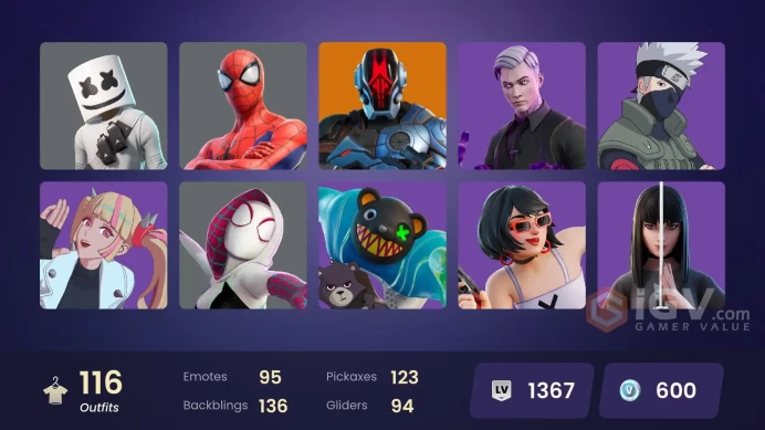  ACC288 Fortnite Account [PC] 116 skins | Shady Doggo | Victor Elite | Naruto Uzumaki | Malik | Torin | Twyn | Snap | The Cube Queen | The Found