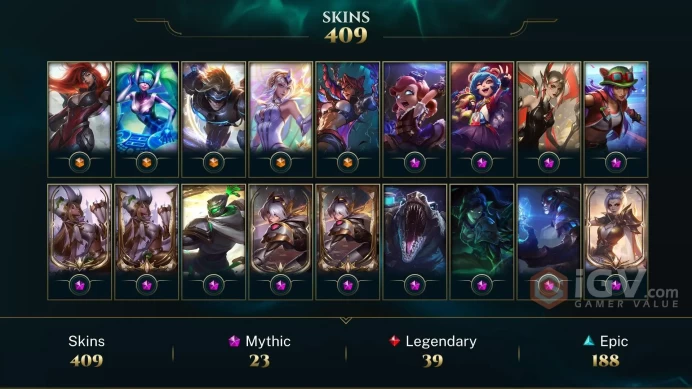 409 SKIN | DIAMOND III | 795 LVL | 129K+ BE | MAIL CHANGEABLE LEAGUE OF LEGENDS ACCOUNT