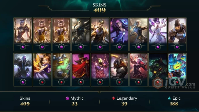 409 SKIN | DIAMOND III | 795 LVL | 129K+ BE | MAIL CHANGEABLE LEAGUE OF LEGENDS ACCOUNT