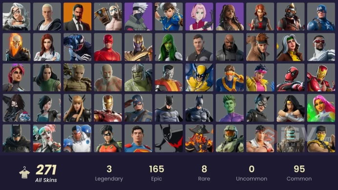 [PC] 265 Skins 380K VBucks Spend John Wick | Master Chief | Chun-Li | Kratos | Omega (Max Level)