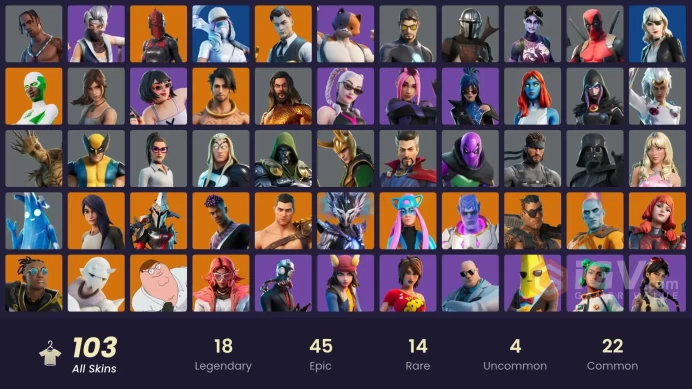 [PSN,XBOX,PC,NINTENDO] Travis Scott | Candy Axe | Lara Croft | Darth Vader | Red Knight | Deadpool | Rage | 103 Skins