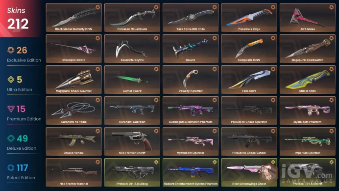 [EU] Valorant 212 Skins Full Access