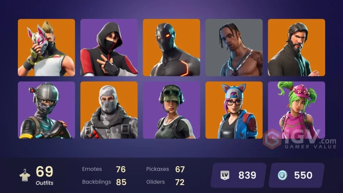 [PSN/XBOX/PC/NINT] Ikonik | Travis Scott | The Reaper | Scenario | Take The L | Rage | Trailblazer | Elite Agent | STW | 69 Skins