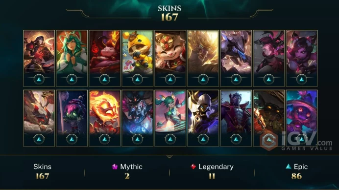 EUW - 264 LVL - MID Main - 167 Skins - All Champions - Risen Legend LeBlanc - Dawnbringer Yone - Galaxy Slayer Zed - Nightbringer Yasuo - WE139