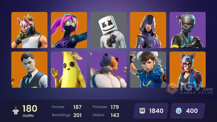 [PC,NINT] 169 Skins | Merry Mint Axe | The Champion | Glow | Chun-Li | STW | Take The L | Rage | Elite Agent | World Warrior