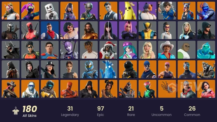 [PC,NINT] 169 Skins | Merry Mint Axe | The Champion | Glow | Chun-Li | STW | Take The L | Rage | Elite Agent | World Warrior