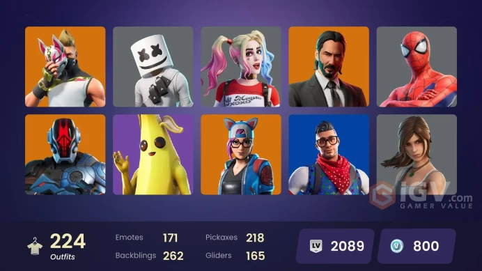 [PSN/XBOX/PC/NINT] 225 Skins | STW | Galaxy Grappler | John Wick | Marshmello | Lara Croft | Harley Quinn | Reaper Axe
