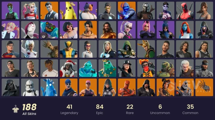 [PSN/XBOX/PC/NINT] 188 Skins | Leviathan Axe | STW Deluxe Founder’s Pack | Lara Croft | Golden Midas | Groot | Deadpool