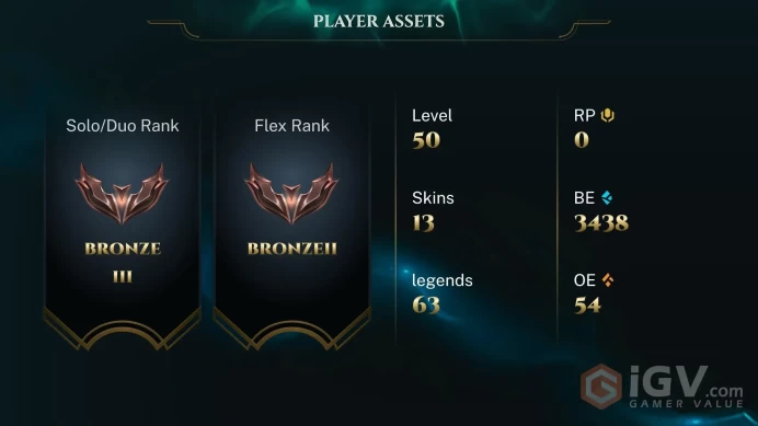 EUW -(S16) BRONZE 3 - FLEX BRONZE 2 - 63 Champ - 13 Good Skin(1 Legendary , 4 Epic) - 3K BE  - HANDMADE - FULL ACCES - LIFETIME WARRANTY - CHEAP