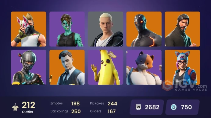 28 Skins - Mail Access - Blue Squire - Royale Knight - Take the L -  Battle Bus Banner -  Snowflake -  Chun-Li