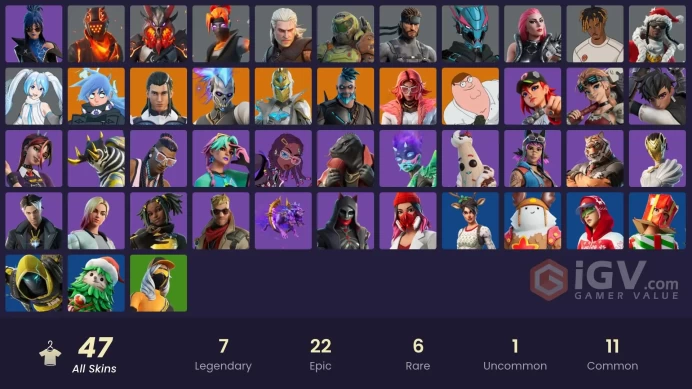 139 Skins Fa / John Wick / Darth Vader / Indiana Jones / Loki / Moon Knight / gs045