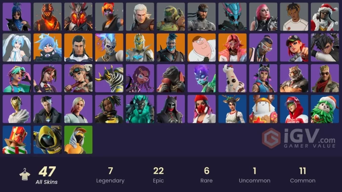 52 Skins Fa / Lara Croft / Flapjackie / Cube Assassin / Black Widow / gs035